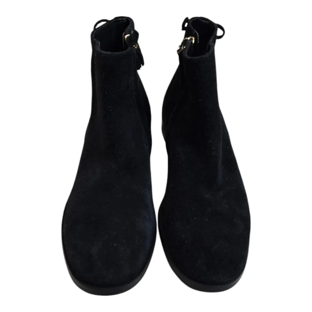 KATE SPADE Saddle Bootie Black‎ Suede Ankle Boots Sz Side Zip 7 B Tassle $248
